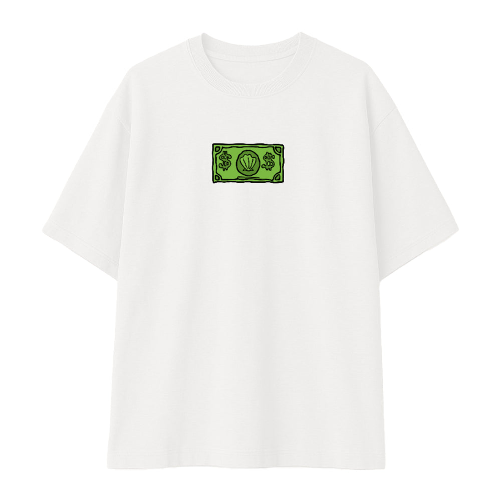 Remera oversize blanca personalizada fondo blanco